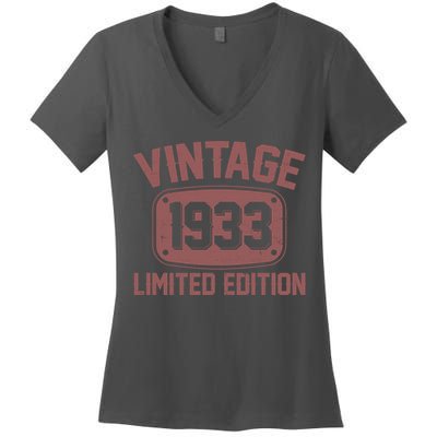 Vintage 1933 Limited Edition 90th Birthday Women's V-Neck T-Shirt