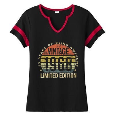 Vintage 1968 Limited Edition 55 Year Old Gifts 55th Birthday Ladies Halftime Notch Neck Tee