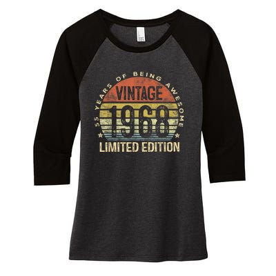 Vintage 1968 Limited Edition 55 Year Old Gifts 55th Birthday Women's Tri-Blend 3/4-Sleeve Raglan Shirt