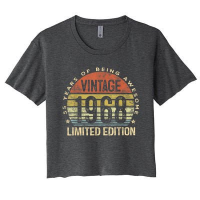 Vintage 1968 Limited Edition 55 Year Old Gifts 55th Birthday Women's Crop Top Tee