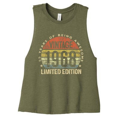 Vintage 1968 Limited Edition 55 Year Old Gifts 55th Birthday Women's Racerback Cropped Tank