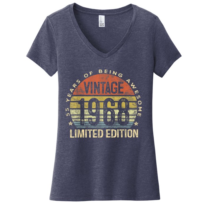 Vintage 1968 Limited Edition 55 Year Old Gifts 55th Birthday Women's V-Neck T-Shirt