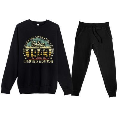 Vintage 1943 Limited Edition 80 Year Old Retro 80th Birthday Premium Crewneck Sweatsuit Set