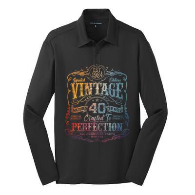 Vintage 1984 Limited Edition 40 Year Old 40th Birthday Silk Touch Performance Long Sleeve Polo