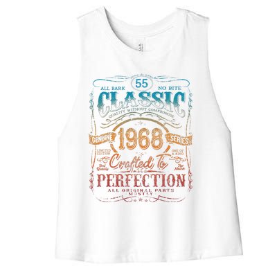 Vintage 1968 Limited Edition 55 Year Old 55th Birthday Cute Women's Racerback Cropped Tank