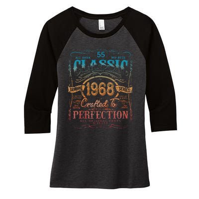 Vintage 1968 Limited Edition 55 Year Old 55th Birthday Cute Women's Tri-Blend 3/4-Sleeve Raglan Shirt