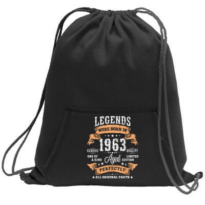 Vintage 1963 Limited Edition 60 Year Old Gifts 60th Birthday Sweatshirt Cinch Pack Bag