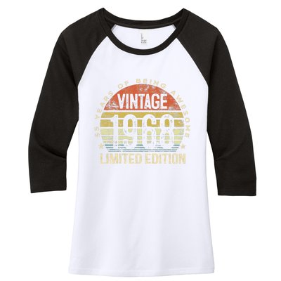 Vintage 1968 Limited Edition 55 Year Old Gifts 55th Birthday Women's Tri-Blend 3/4-Sleeve Raglan Shirt