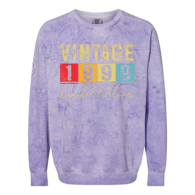 Vintage 1999 Limited Edition Made In 1999 24th Birthday Gift Colorblast Crewneck Sweatshirt