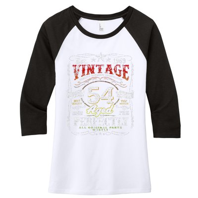 Vintage 1969 Limited Edition 54 Year Old 54th Birthdays Women's Tri-Blend 3/4-Sleeve Raglan Shirt