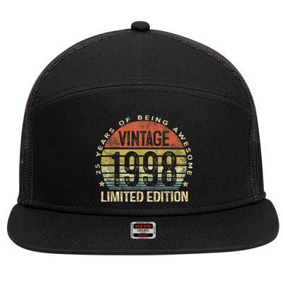 Vintage 1998 Limited Edition 25 Year Old Gifts 25th Birthday 7 Panel Mesh Trucker Snapback Hat