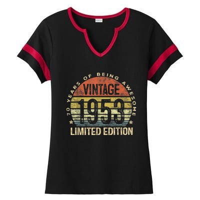 Vintage 1953 Limited Edition 70 Year Old Gifts 70th Birthday Ladies Halftime Notch Neck Tee