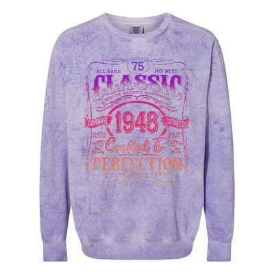 Vintage 1948 Limited Edition 75 Year Old 75th Birthday Cute Colorblast Crewneck Sweatshirt