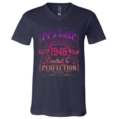 Vintage 1948 Limited Edition 75 Year Old 75th Birthday Cute V-Neck T-Shirt