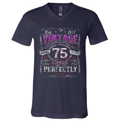 Vintage 1948 Limited Edition 75 Year Old 75th Birthdays V-Neck T-Shirt