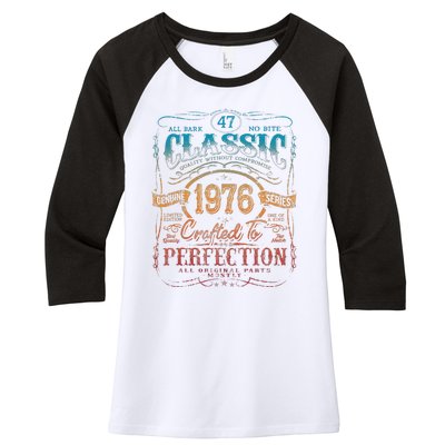 Vintage 1976 Limited Edition 47 Year Old 47th Birthday Women's Tri-Blend 3/4-Sleeve Raglan Shirt