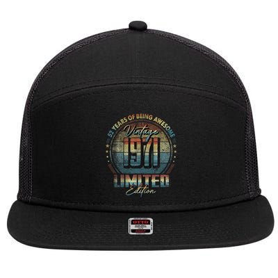 Vintage 1971 Limited Edition 52 Year Old 52nd Birthday 7 Panel Mesh Trucker Snapback Hat