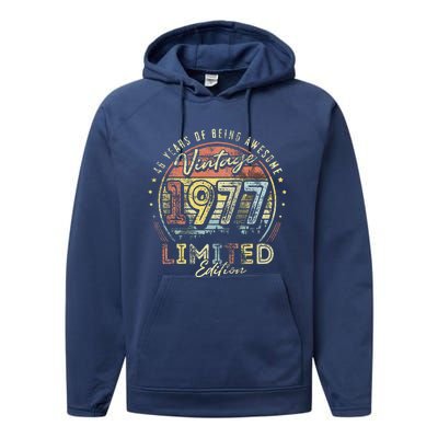 Vintage 1977 Limited Edition 46 Years Old 46th Birthday Performance Fleece Hoodie