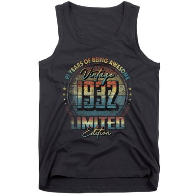 Vintage 1932 Limited Edition 91 Year Old 91st Birthday Tank Top