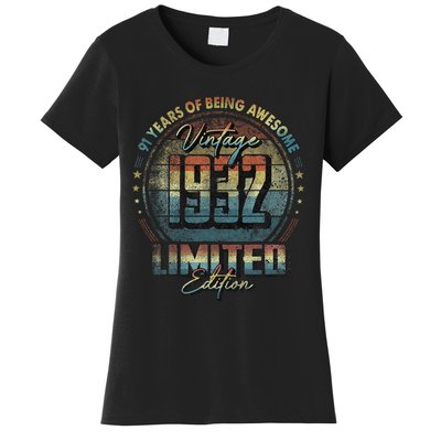 Vintage 1932 Limited Edition 91 Year Old 91st Birthday Women's T-Shirt