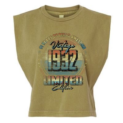 Vintage 1932 Limited Edition 91 Year Old 91st Birthday Garment-Dyed Women's Muscle Tee