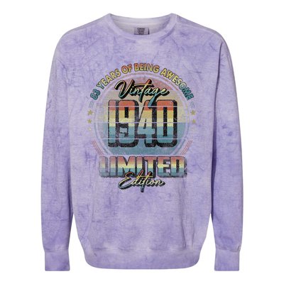 Vintage 1940 Limited Edition 83 Year Old 83rd Birthday Colorblast Crewneck Sweatshirt