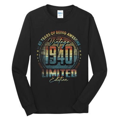 Vintage 1940 Limited Edition 83 Year Old 83rd Birthday Tall Long Sleeve T-Shirt