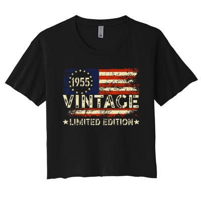 Vintage 1955 Limited Edition 68 Year Old Gifts 68th Birthday Women's Crop Top Tee