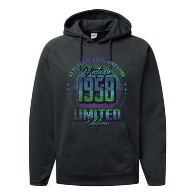 Vintage 1958 Limited Edition 65 Year Old 65th Birthday Performance Fleece Hoodie