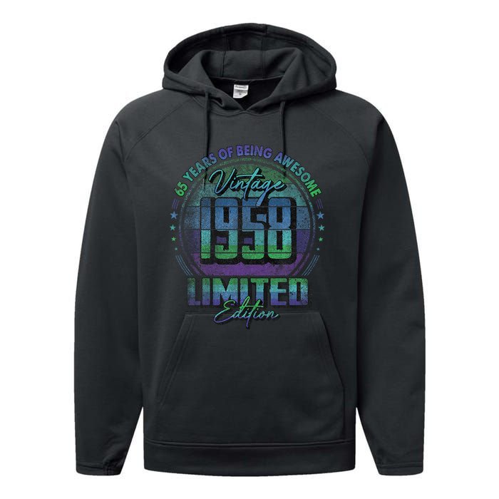 Vintage 1958 Limited Edition 65 Year Old 65th Birthday Performance Fleece Hoodie