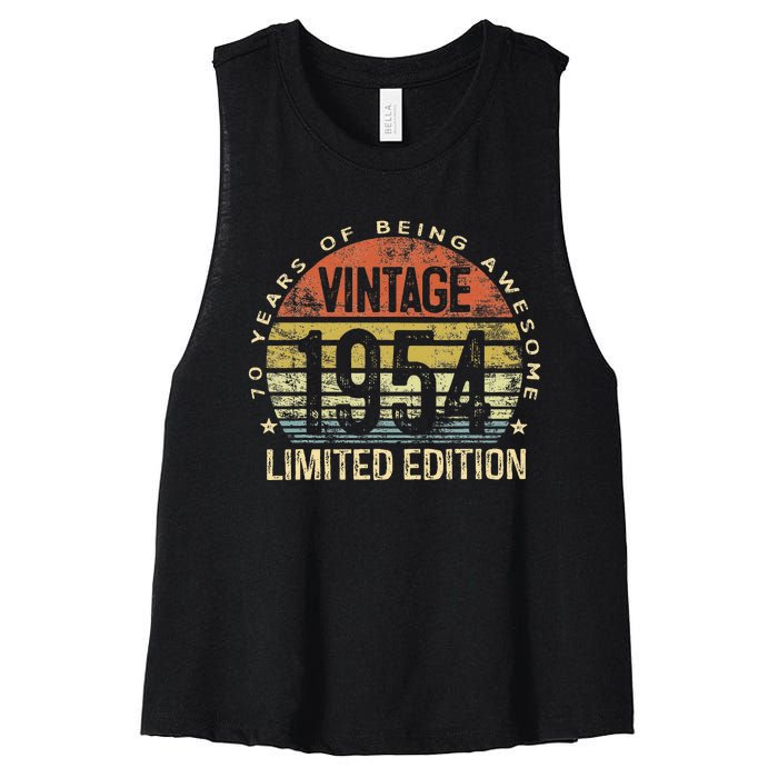 Vintage 1954 Limited Edition 70th Birthday Women's Racerback Cropped Tank