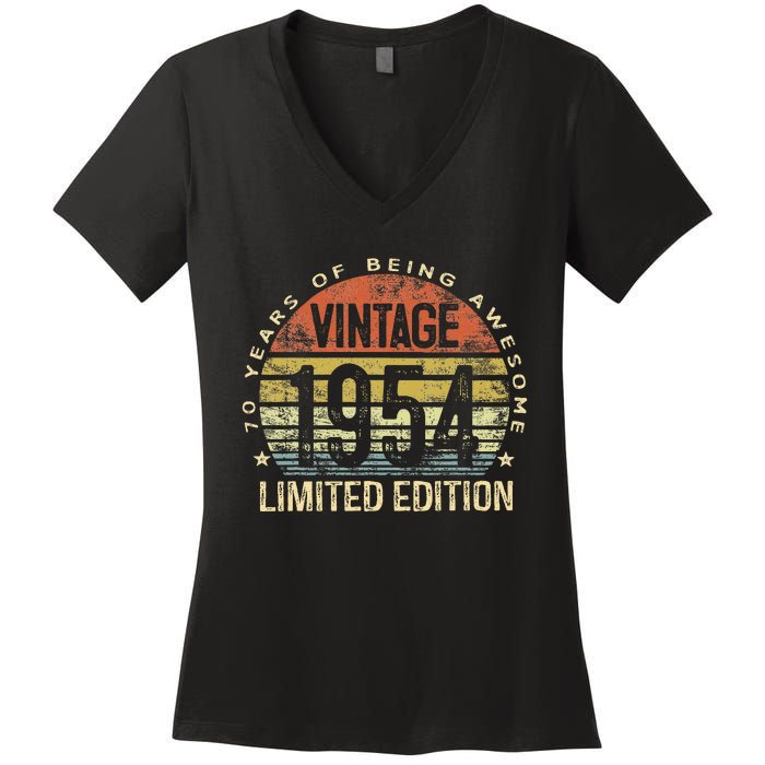 Vintage 1954 Limited Edition 70th Birthday Women's V-Neck T-Shirt