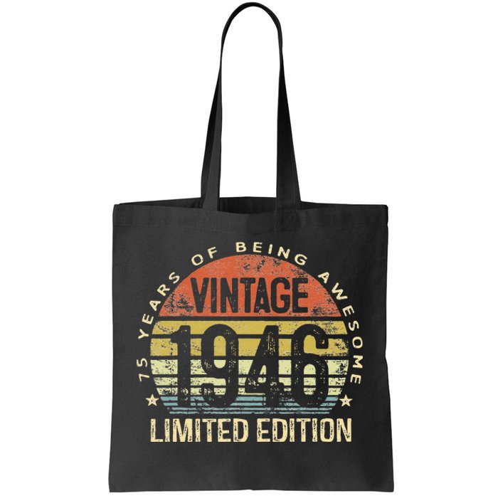 Vintage 1946 Limited Edition 77 Year Old Gifts 77th Birthday Tote Bag