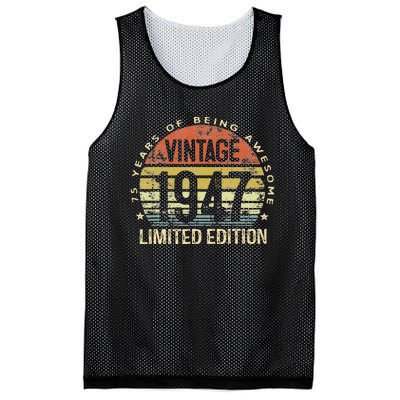 Vintage 1947 Limited Edition 76 Year Old Gifts 76th Birthday Mesh Reversible Basketball Jersey Tank