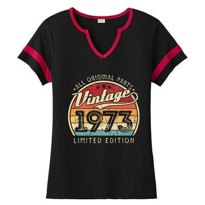 Vintage 1973 Limited Edition 49 Years Old 49th Birthday Ladies Halftime Notch Neck Tee