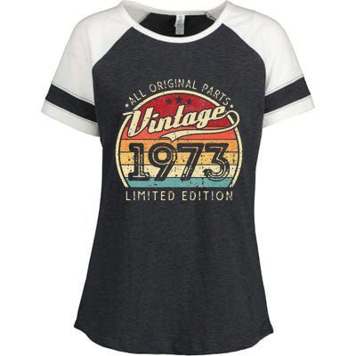 Vintage 1973 Limited Edition 49 Years Old 49th Birthday Enza Ladies Jersey Colorblock Tee