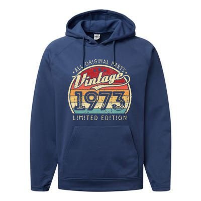 Vintage 1973 Limited Edition 49 Years Old 49th Birthday Performance Fleece Hoodie