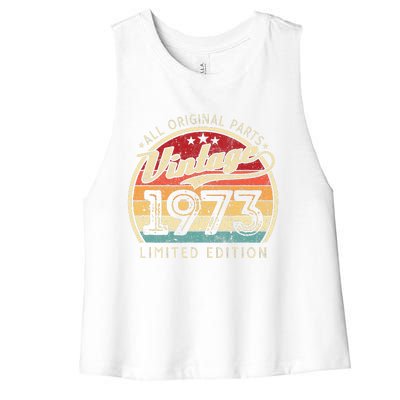 Vintage 1973 Limited Edition 49 Years Old 49th Birthday Women's Racerback Cropped Tank