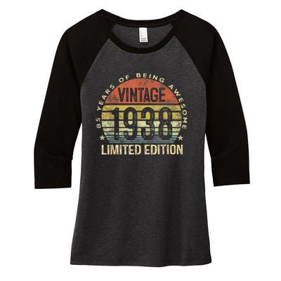 Vintage 1938 Limited Edition 85 Year Old Gifts 85th Birthday Women's Tri-Blend 3/4-Sleeve Raglan Shirt