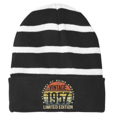 Vintage 1957 Limited Edition 66 Year Old Gifts 66th Birthday Striped Beanie with Solid Band