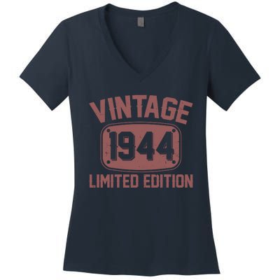 Vintage 1944 Limited Edition 80th Birthday Women's V-Neck T-Shirt