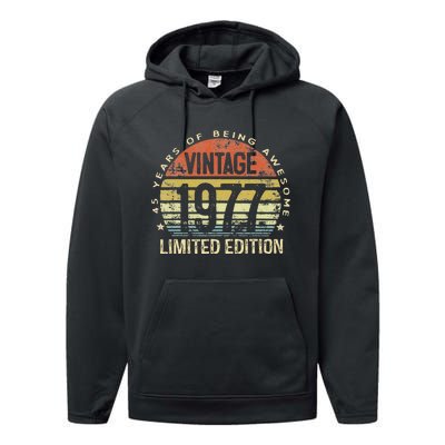 Vintage 1977 Limited Edition 46 Year Old Gifts 46th Birthday Performance Fleece Hoodie