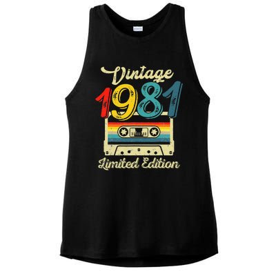 Vintage 1981 Limited Edition Birthday Cassette Tape 1981 Ladies PosiCharge Tri-Blend Wicking Tank