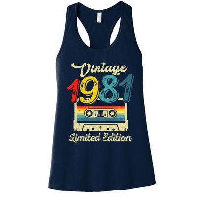 Vintage 1981 Limited Edition Birthday Cassette Tape 1981 Women's Racerback Tank