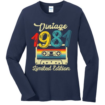 Vintage 1981 Limited Edition Birthday Cassette Tape 1981 Ladies Long Sleeve Shirt