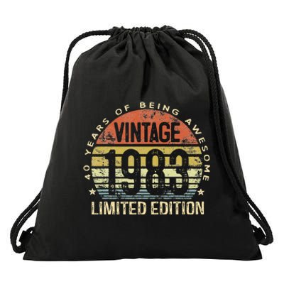 Vintage 1983 Limited Edition 40 Year Old Gifts 40th Birthday Drawstring Bag