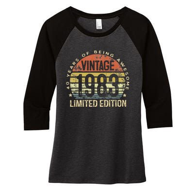 Vintage 1983 Limited Edition 40 Year Old Gifts 40th Birthday Women's Tri-Blend 3/4-Sleeve Raglan Shirt