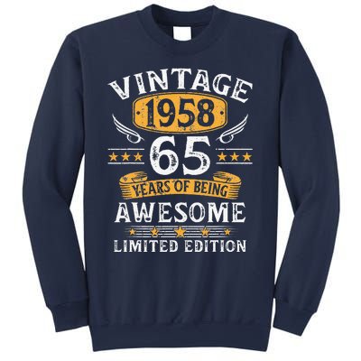 Vintage 1958 Limited Edition 65 Year Old 65th Birthday Gifts Sweatshirt