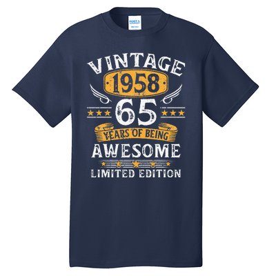 Vintage 1958 Limited Edition 65 Year Old 65th Birthday Gifts Tall T-Shirt