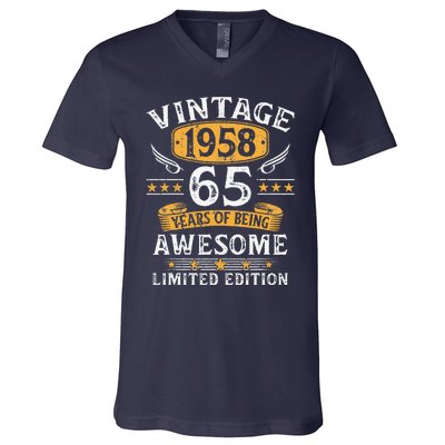 Vintage 1958 Limited Edition 65 Year Old 65th Birthday Gifts V-Neck T-Shirt